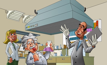 some medical professionals in a lab roomの写真素材