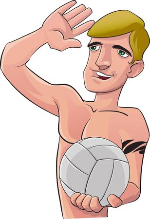 volleyball player stand going to star a matchのイラスト素材