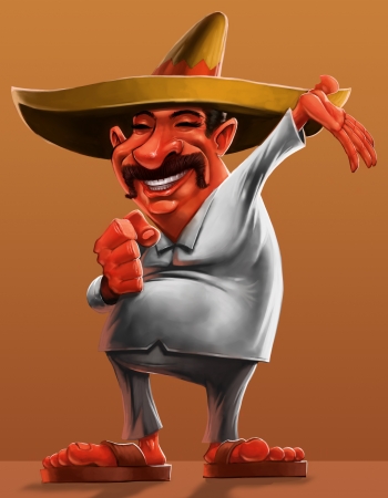 traditional mexican with a sombrero and smilingの写真素材