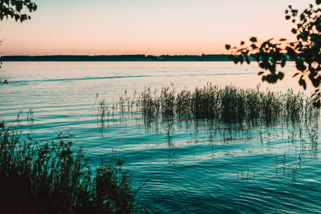 Sunset on the riverの写真素材