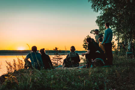 People on the shoreの写真素材
