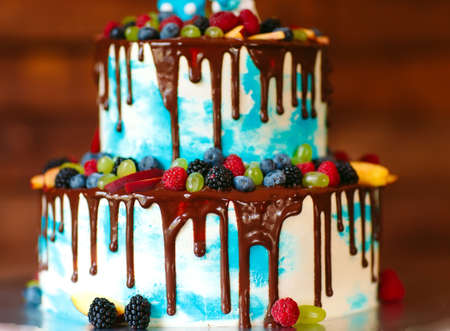 Fruit Wedding Cake as sweet treat and dessert.の写真素材
