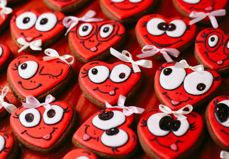 Valentines day cookies. Heart shaped cookies for valentines dayの写真素材