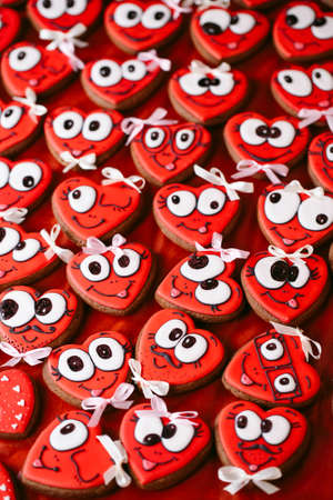 Valentines day cookies. Heart shaped cookies for valentines day.の写真素材