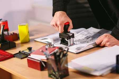 Concept. Thief steals in the office. Spy in the office.の写真素材
