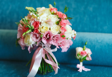 Bridal bouquet. Beautiful wedding bouquet of flowers.
