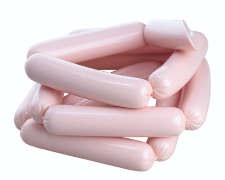 Fresh sausages isolated on a white background.の写真素材
