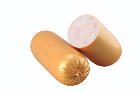 Fresh sausages isolated on a white background.