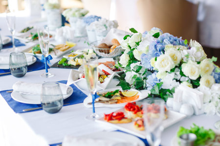 Wedding Table setting in the restaurant