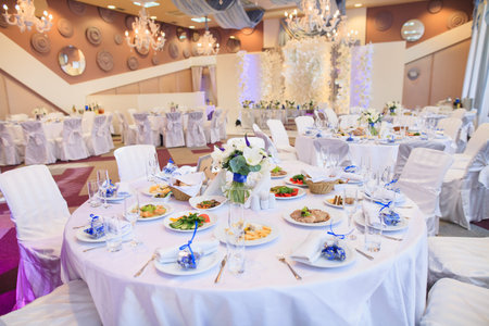 Wedding Table setting in the restaurant