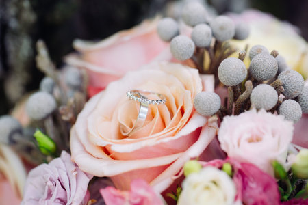 Wedding rings as a symbol of love and loyalty close up.