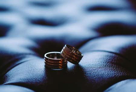 Wedding rings as a symbol of love and loyalty close up.の写真素材
