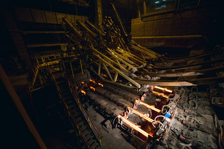 Hot billet bloom continuous casting, also called strand casting