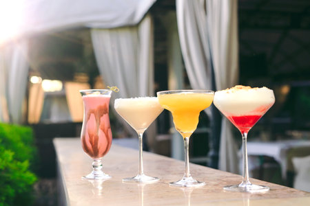 cocktails in the background of the restaurant