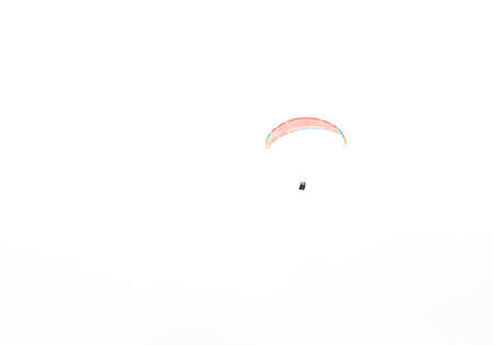 Beautiful landscape with paragliders. Green mountains.の写真素材