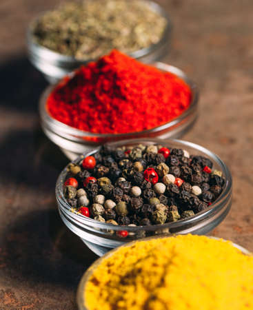 The Different Spices. Spices on stone backgroundの写真素材