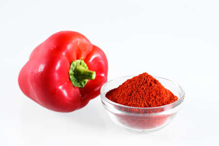 Red Paprika Isolated on the white backgrounde.の写真素材