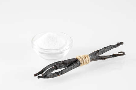 vanilla sugar isolated on the white backgrounde.の写真素材