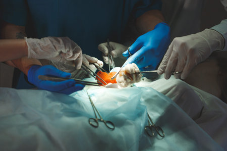 Close up detail of a surgery. Surgery and emergency concept