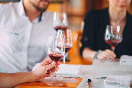 Close-up Of Friends Toasting Wineglasses At Partyの写真素材