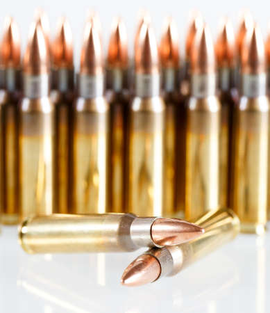 Hunting cartridges of caliber on a white background. 308 Winの写真素材