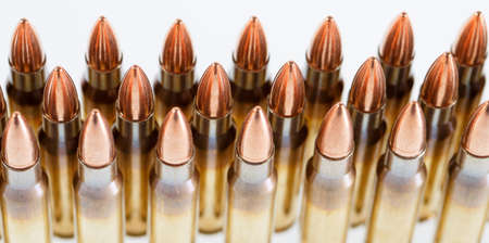 Hunting cartridges of caliber on a white background. 308 Winの写真素材