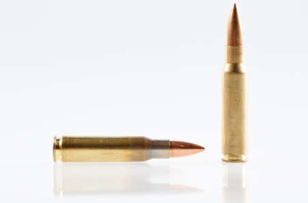 Hunting cartridges of caliber on a white background. 308 Winの写真素材