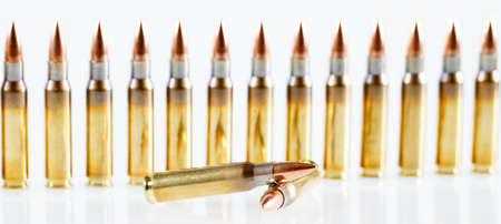 Hunting cartridges of caliberon on a white background. 308 Winの写真素材