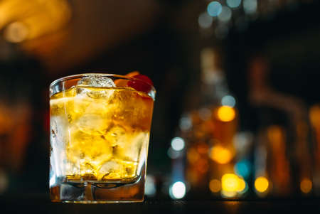 Alcoholic cocktail on the bar in a restaurant.の写真素材