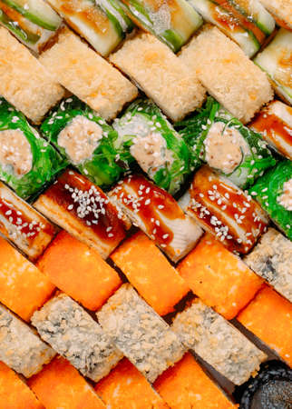 Many types of Shusha are stacked in a row.の写真素材