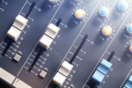 audio mixer top view with flare
