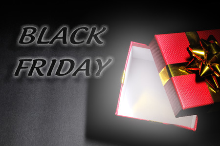 Gift shopping concept with discount in Black Friday background. Top viewの写真素材