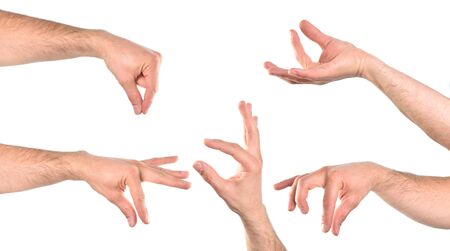 Five hands in various positions with the catch action. Horizontal composition.の写真素材