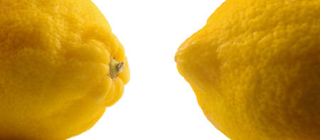Detail of both ends of the lemon. Panoramic composition. Side viewの写真素材