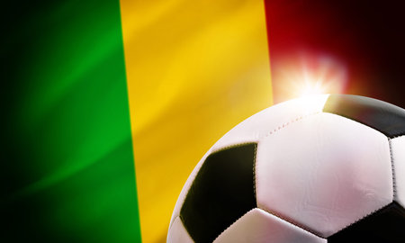 Mali soccer background with ball and the country's flag in the background.の写真素材