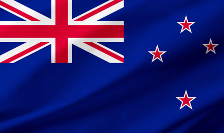 Background detail of New Zealand flag occupying the entire frame with waving fabric texture.
