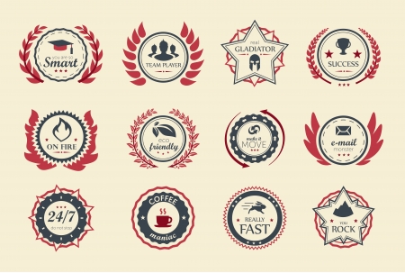 Achievement badges for games or applications. Two shades of color.のイラスト素材