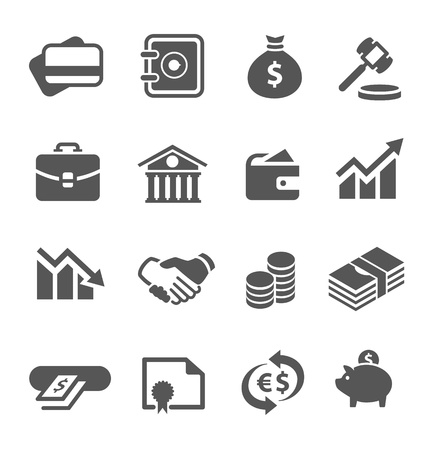Simple financial icons  A set of 16 symbols のイラスト素材