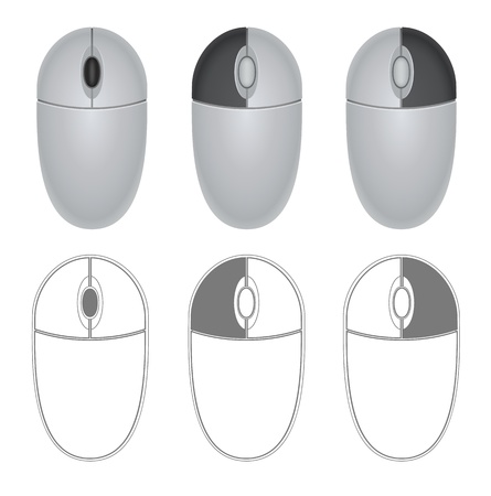 Illustration of mouse with different buttons indication のイラスト素材