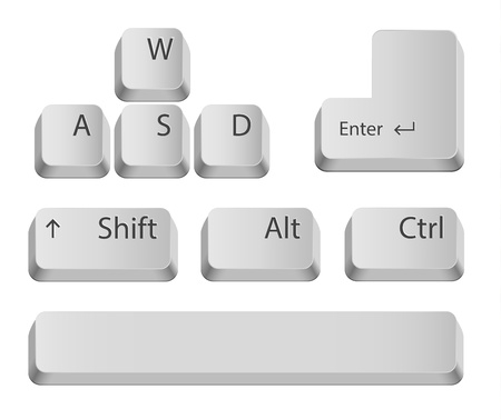 Main keyboard buttons for games or apps  Isolated on white のイラスト素材