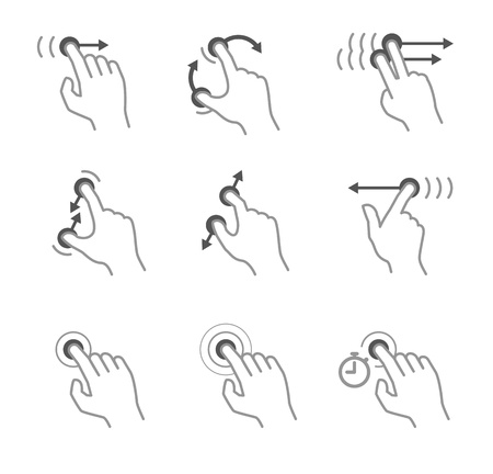 Simple touch pad gestures icons isolated on white のイラスト素材