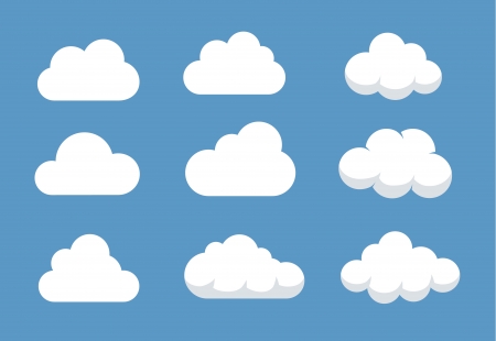 Set of different shaped clouds のイラスト素材
