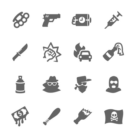 Simple set of crime related vector icons for your design のイラスト素材