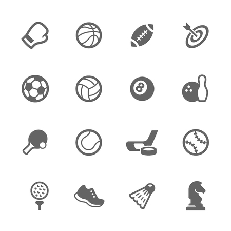 Simple Set of Sport Equipment Related Vector Icons. Contains Such Icons as Football, Ice Hockey, Chess, Sneakers and more.のイラスト素材