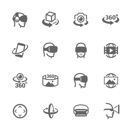 Simple Set of Virtual Reality Related Vector Icons. Contains such Icons as 360 Degree View, Virtual Reality Helmet, Panorama and more.のイラスト素材