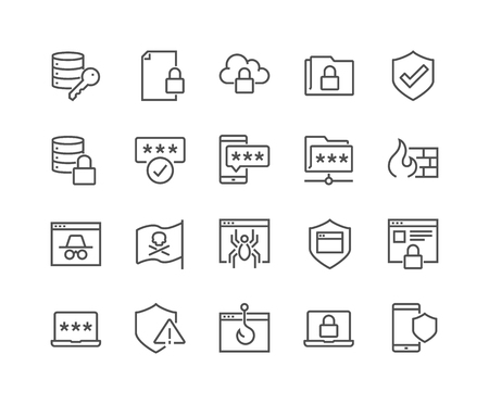 Line Data Security Iconsのイラスト素材