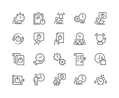 Line Time Management Iconsのイラスト素材