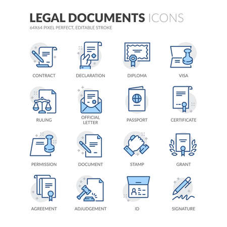 Line Legal Documents Iconsのイラスト素材