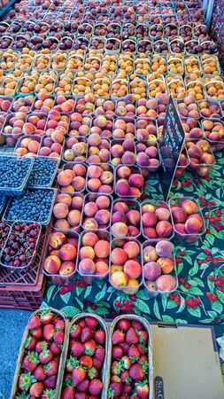 Fruit baskets at marketの写真素材