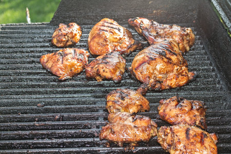 Meat feast on barbequeの写真素材